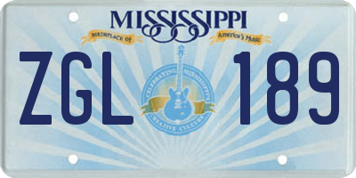 MS license plate ZGL189