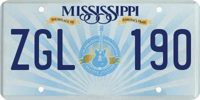 MS license plate ZGL190