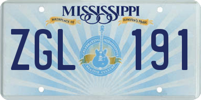 MS license plate ZGL191