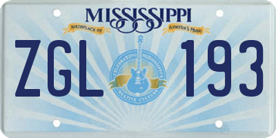 MS license plate ZGL193