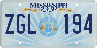 MS license plate ZGL194