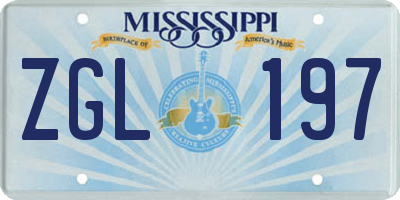 MS license plate ZGL197
