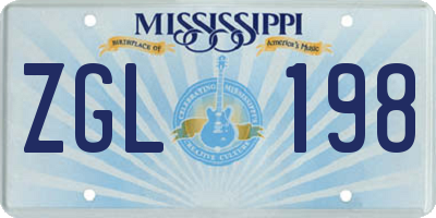 MS license plate ZGL198