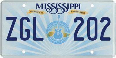 MS license plate ZGL202