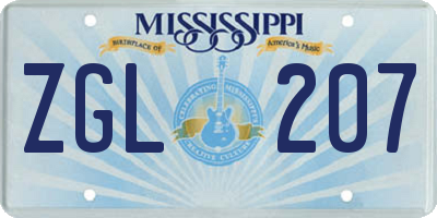 MS license plate ZGL207
