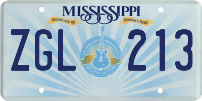 MS license plate ZGL213