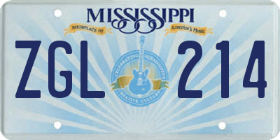 MS license plate ZGL214