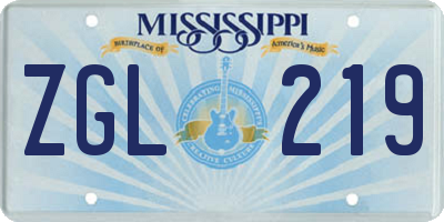 MS license plate ZGL219