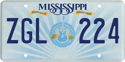 MS license plate ZGL224