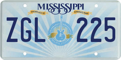MS license plate ZGL225