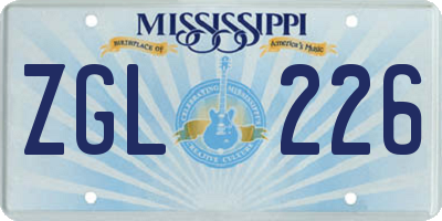 MS license plate ZGL226