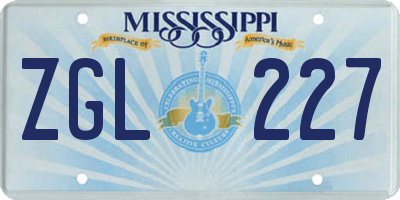 MS license plate ZGL227