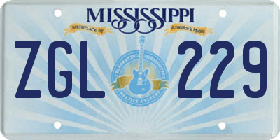 MS license plate ZGL229