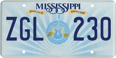 MS license plate ZGL230