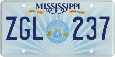 MS license plate ZGL237