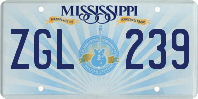 MS license plate ZGL239
