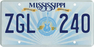 MS license plate ZGL240