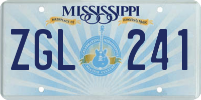 MS license plate ZGL241