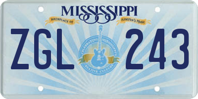 MS license plate ZGL243
