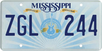 MS license plate ZGL244