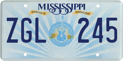 MS license plate ZGL245