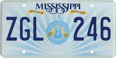 MS license plate ZGL246