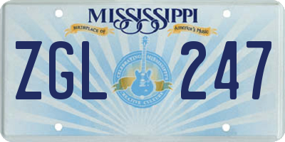 MS license plate ZGL247