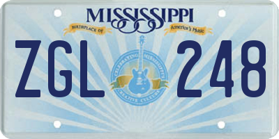 MS license plate ZGL248