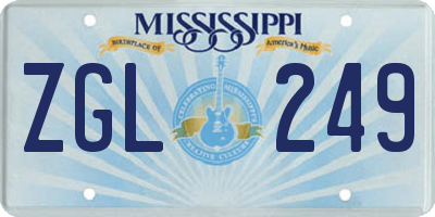 MS license plate ZGL249