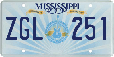 MS license plate ZGL251