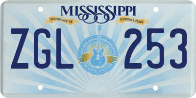 MS license plate ZGL253
