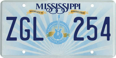 MS license plate ZGL254