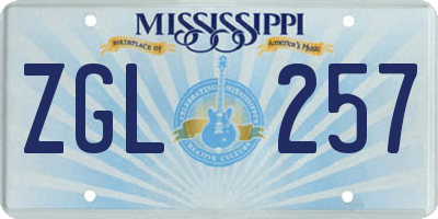 MS license plate ZGL257