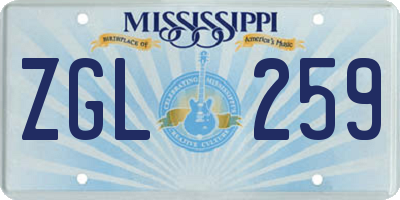MS license plate ZGL259