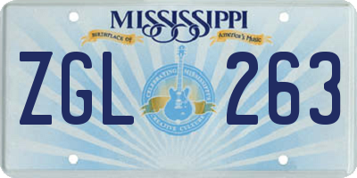 MS license plate ZGL263