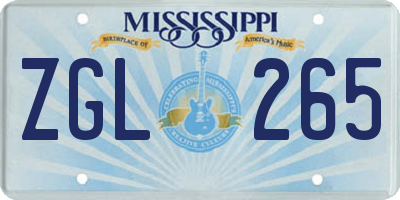 MS license plate ZGL265