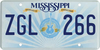MS license plate ZGL266