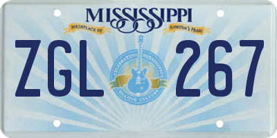 MS license plate ZGL267