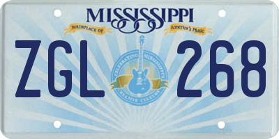 MS license plate ZGL268