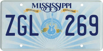 MS license plate ZGL269