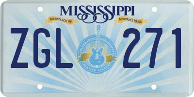 MS license plate ZGL271