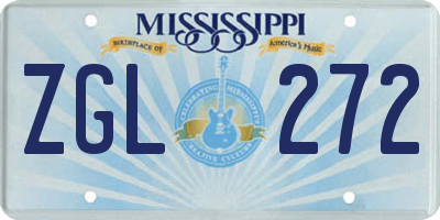 MS license plate ZGL272