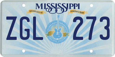 MS license plate ZGL273