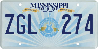 MS license plate ZGL274