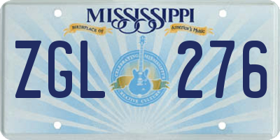 MS license plate ZGL276