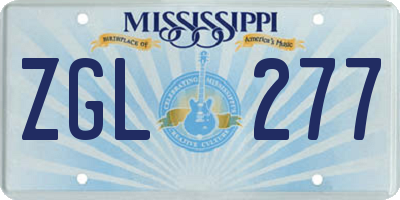 MS license plate ZGL277