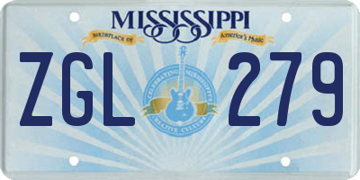 MS license plate ZGL279