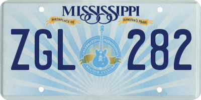 MS license plate ZGL282