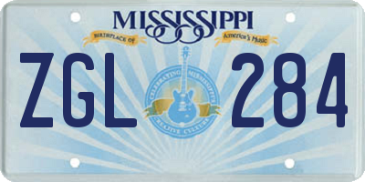 MS license plate ZGL284