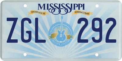 MS license plate ZGL292